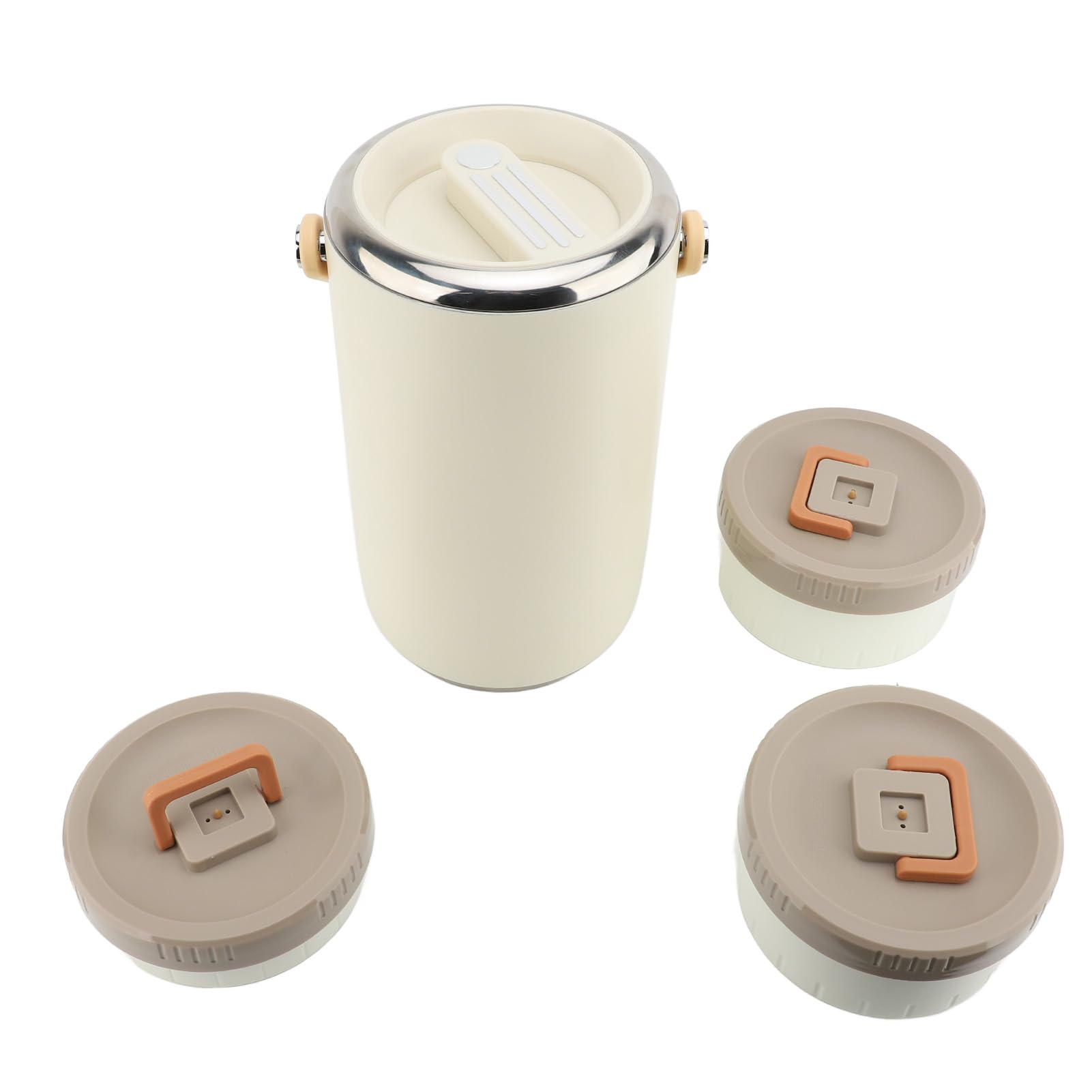 Bewinner Tarro de Comida de Acero Inoxidable de 6 Litros con Aislamiento Al Vacío, Lonchera Apilable de 3 Niveles con Asa, Contenedor de Comida Caliente a Prueba de Fugas para Viajes de Camping en
