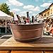 BREKX Galvanized Beverage Tub for Parties, Oval Drink Bucket with Handles, Colt Copper Finish Wine Cooler Bucket for Home Bar (15-Quarts, 16-Bottles), Long-Lasting for Years of Celebrations