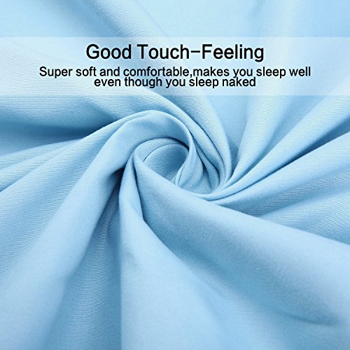 Image of 4 Piece Bed Sheet Set (Full,Baby Blue) 1 Flat Sheet,1 Fitted Sheet and 2 Pillow Cases,Brushed Microfiber Luxury Bedding with Deep Pockets