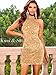 Kaei&Shi Velvet Sequin Dress,Sparkly Halter Mini Dresses for Women,Homecoming Cocktail Party Sexy Outfit Gold Small