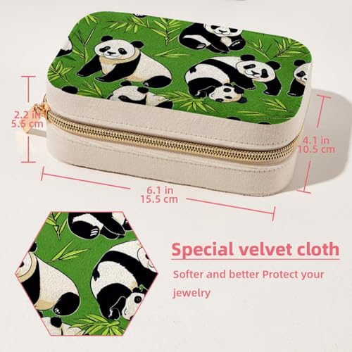 Boîte à bijoux panda vert grand format avec rangements bagues et colliers - 6