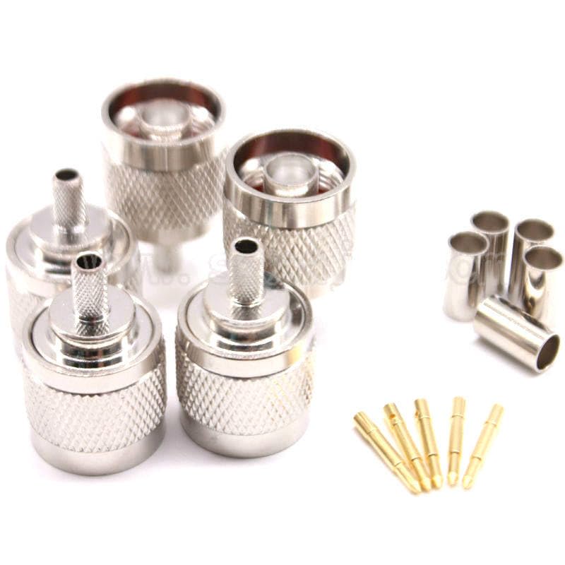 10pcs N Type RF Connector 50-3 N-Type Male Connector Crimp for RG58 RG142 RG400 LMR195 Cable