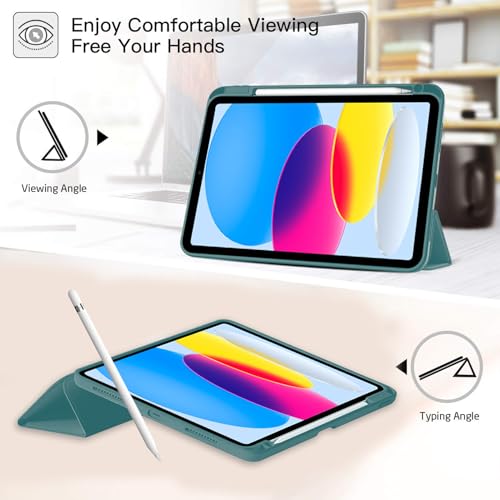 Image of TechTrendz Cover for iPad 11th Generation (A16) / 10th Gen Cover Case with [Right Side Pencil Holder] [Auto Sleep Wake] [Soft Back] (2022 /2025), Case for iPad 11th 11 inch / 10th 10.9 inch - Green