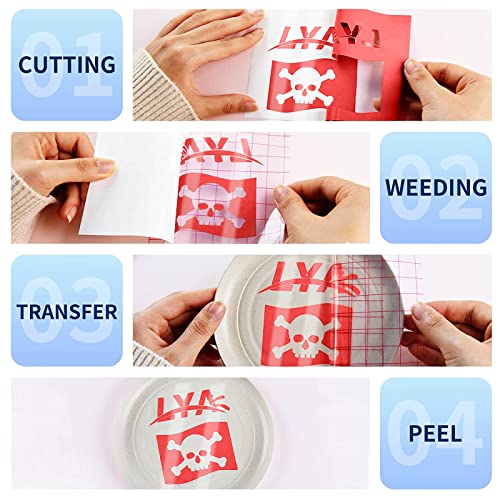 Image of Lya Vinyl 12 Pack Glossy Red Permanent Vinyl, 12 inchx12 inch Self Adhesive Vinyl Sheets for Decor Sticker, Party Decoration, Craft Projects