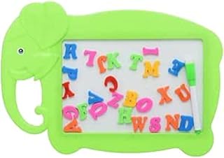 لوح بلاستيك مغناطيسي للكتابة بتصميم فيل لطيف مع عمليات تعليمية مبتكرة تهدف إلى تعليم الأطفال مهارات التنسيق بين اليد والعين، لون أخضر، مقاس30 سم × 20 سم