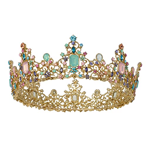 Corona de reina multicolor para disfraz de graduación y tiara de cumpleaños