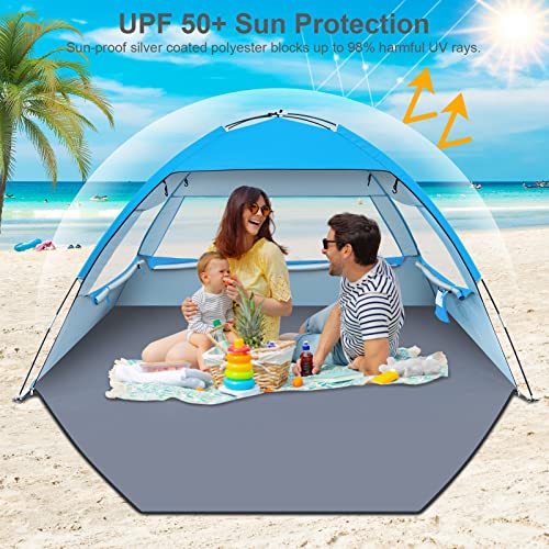 Gorich RH-113 Beach Tent, Uv Sun Shelter Lightweight Beach Sun Shade Canopy Cabana Beach Tents Fit 3-4 Person thumb #2