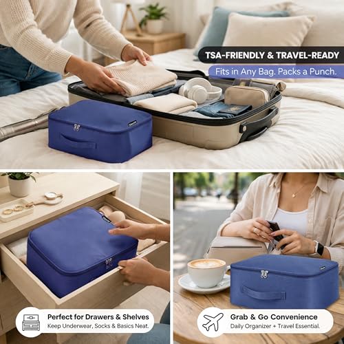 Image of Storite 2 Pack Mini Nylon Storage Bag, Blue, 30x27x13 cm | Zip Closure, Foldable, Multipurpose Organizer, Portable Utility Bag