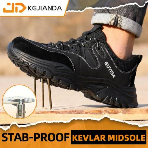 Image of Steel Toe Shoes for Men, Lightweight Safety Work Shoes, Breathable Puncture-Resistant Work Shoes for Warehouse, Factory and Light Construction