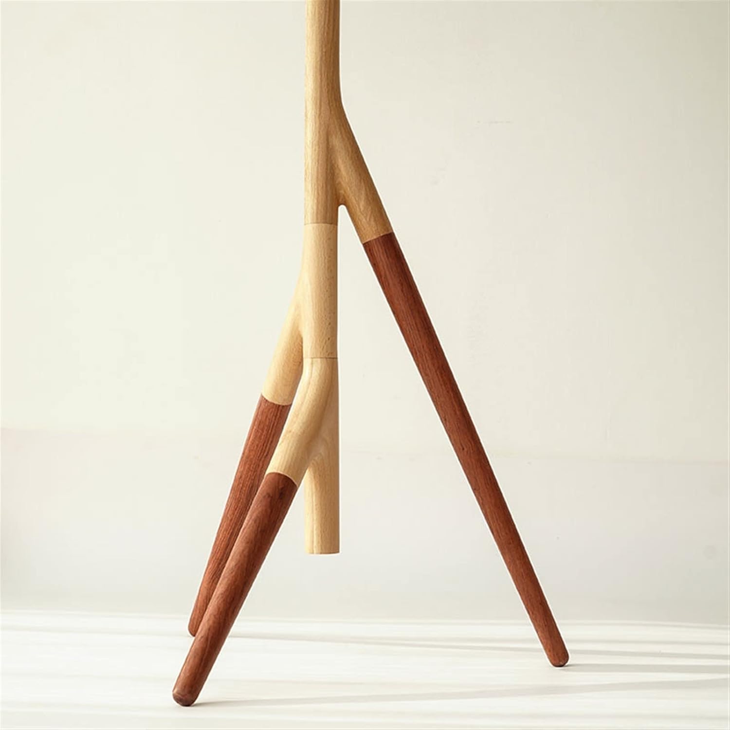 Hangers Free Standing Coat Rack Wooden Coat Rack Freestanding,Three-Legged Coat Rack with Storage Shelves, Vertical Rack Single Rod Coat Rack for Hanging Coats Hats Heavy Duty Coat Shelf
