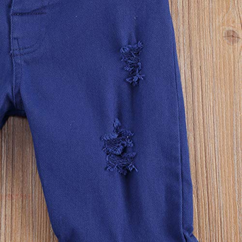 FYBITBO Toddler Baby Girls Bell Bottoms Jeans Ruffle Ripped Jeans Flare Pants Denim Jeans Leggings Trousers4