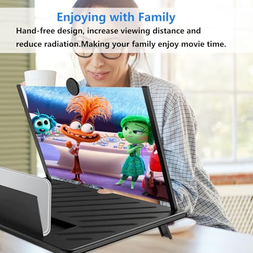 Image of 20 inch Screen Magnifier for Mobile Phone,3D HD Cell Phone Magnifying Projector Screen Enlarger for Movies, Videos, and Gaming,Foldable Phone Stand with Screen Amplifier,Gifts for Mom Dad(Black)
