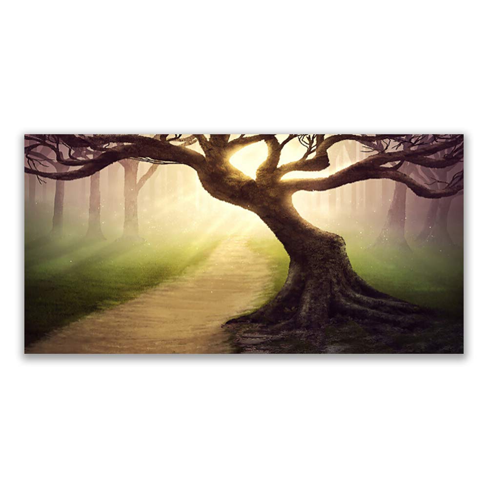 Déco Murale Moderne Nature Arbre Grand Tableau Verre Trempé 140x70 pour Salon