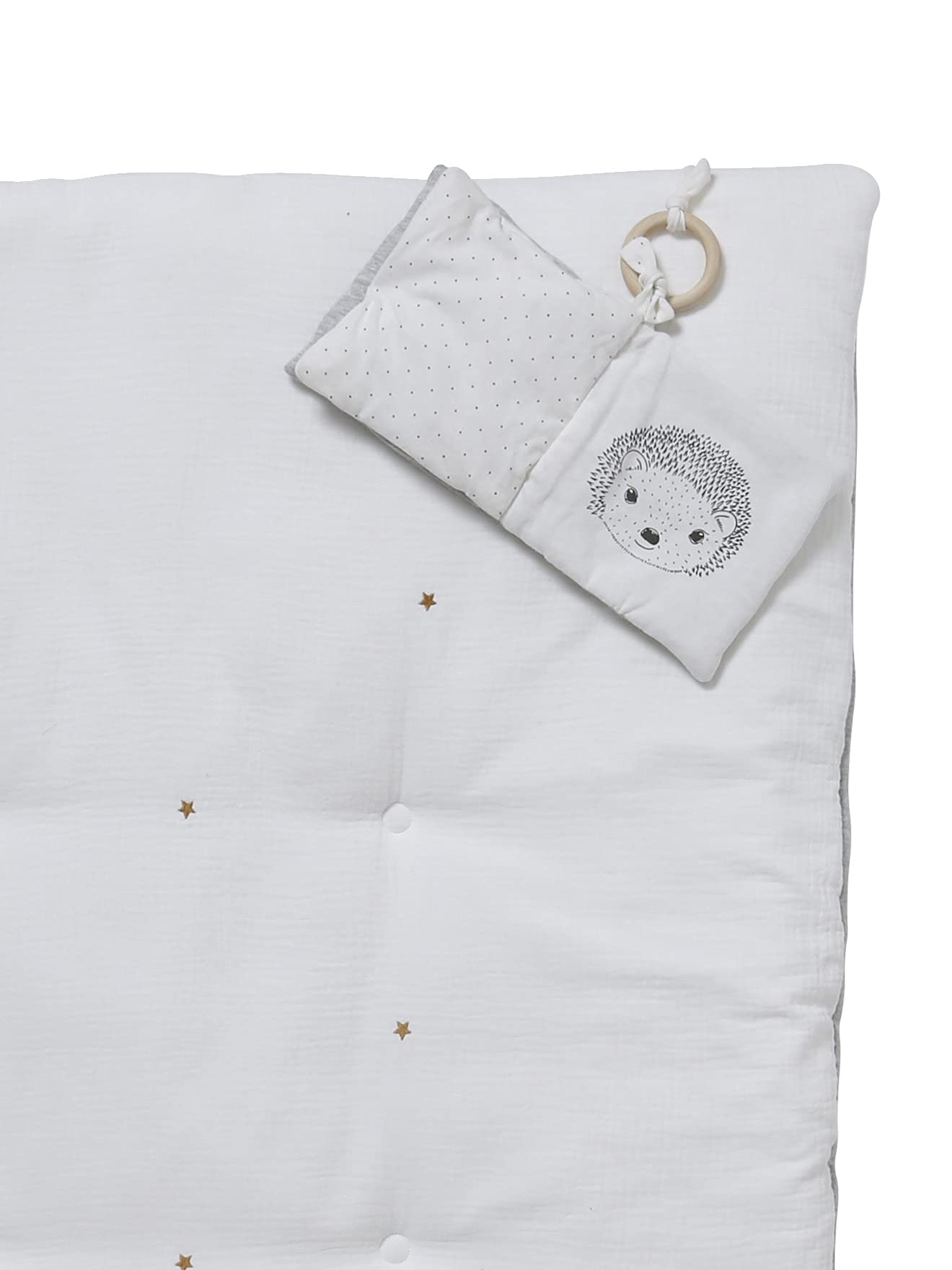 VERTBAUDET Bogenfreier Aktivitätsbereich aus Bio-Baumwoll-Chiffon, Mittelgrau glatt mit Motiven, Einheitsgröße