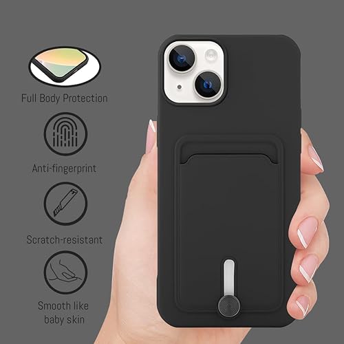Miniatura 4 de MZELQ Cartera de TPU compatible con iPhone 15 Plus 2023, funda protectora para cámara con tarjetero + protector de pantalla, ranura para tarjeta