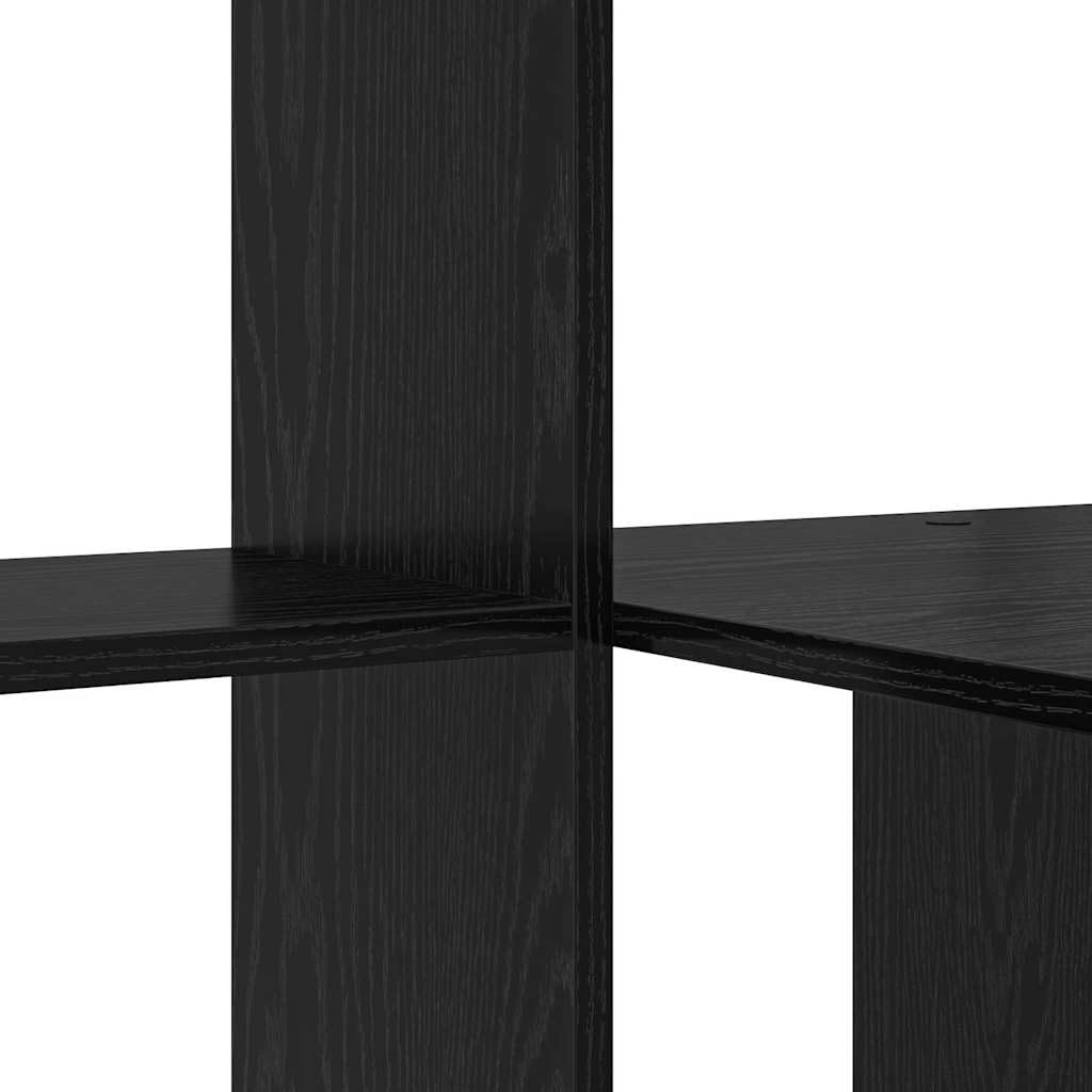 Scrivania nera effetto rovere, 131,5 x 50 x 106,5 cm, materiale in legno opaco, con 3 ripiani, moderna per la casa, ufficio, per studio, durevole, con spazio di archiviazione
