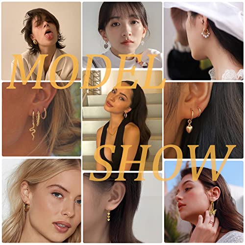 44 Pairs Gold Hoop Earrings Set For Women Multipack, Fashion Dangle Heart Statement Pearl Earrings Pack, Hypoallergenic Chunky Hoops Jewelry For Birthday Party Gift #TOP3