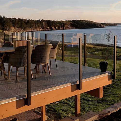 Image of SideMount Panel Posts for Patios Black Stainless Steel (304) Landscape Columns Ideal for Commercial Landscaping/Balconies/Stairs/Outdoor Steps & Stylish