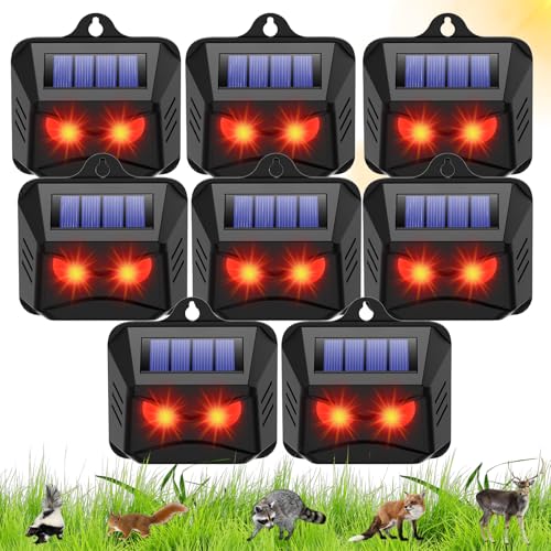 8 Pack Solar Nocturnal Animal Repeller Outdoor with Red Predator Eyes,Auto Activate Night Animal Deterrent Lights for Deer, Raccoons, Coyotes,Skunks,Foxes -Protection for Chicken Coop, Yard,Farm