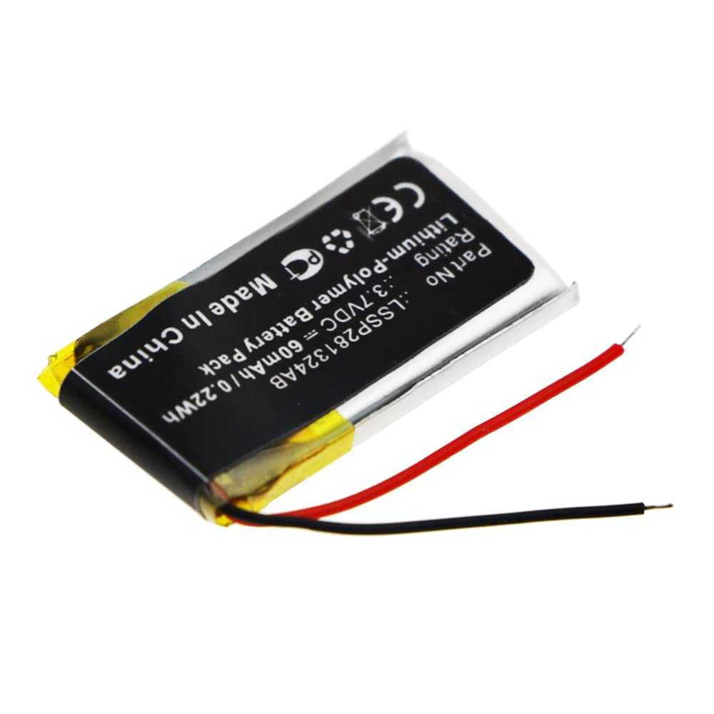 Synergy Digital Smartwatch Batteries, Compatible with FitBit LSSP281324AB Smartwatch, (Li-Pol, 3.7V, 60mAh), Replacement for FitBit LSSP281324AB Battery, combo-pack includes: 2 x SDWT-P11414 Batteries