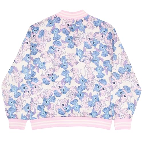 Disney Lilo & Stitch Girl's Zip-Up Varsity Bomber Jacket - Casual Lightweight Coat with Stitch Graphic Print for Kids2