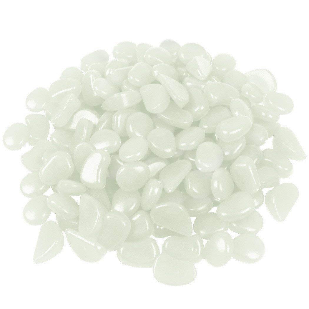 2,2 kg, 1100 Stück, leuchtende Steine, Gartenkiesel, Felsen, Innen- und Außenbereich, Dekoration, Leuchtstein für Gehwege, Auffahrt, Hof, Gras (weiß am Tag, blau in der Nacht)