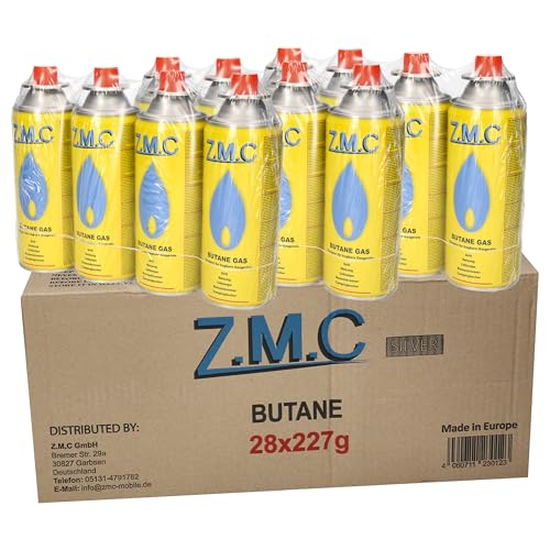 Z.M.C 28X Stück Butan Gaskartusche 227g mit Ventil Typ MSF-1a, Universal...