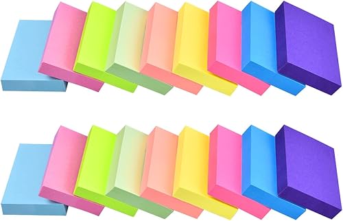 18 notas adhesivas de 2 x 1.5 pulgadas, colores brillantes, autoadhesivas, 9 colores a granel para escuela, oficina, reunión (2 x 1.5)
