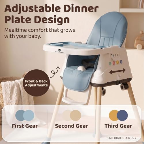 Image of StarAndDaisy High Chair for Baby /Baby Feeding Chair for 0 to 5 Years with 4 in-1 Multifunctions /High Chair with Wheels, Height Adjustable, Detachable Tray & 3-Point Safety Belt