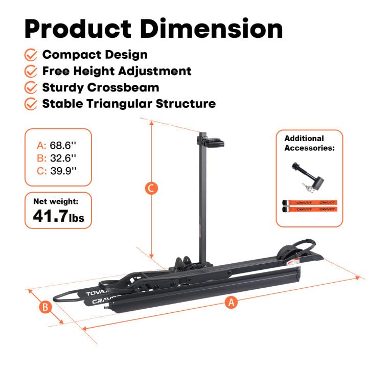 Image of CRAVOT E1 Ebike Rack with Ramp 100lbs 5'' Tire 2'' Receiver