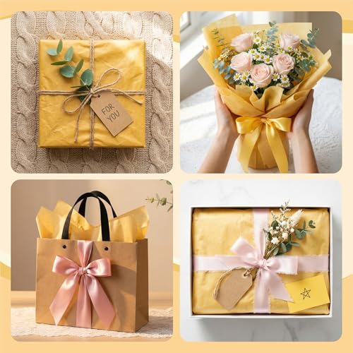Image of Bobobag 100 Sheets Harvest Gold Tissue Paper 20 inchX14 inch Tissue Paper for Gift Bags, Gift Wrapping Tissue, Christmas Tissue Paper Anniversary Holiday Decoration Arts Craft
