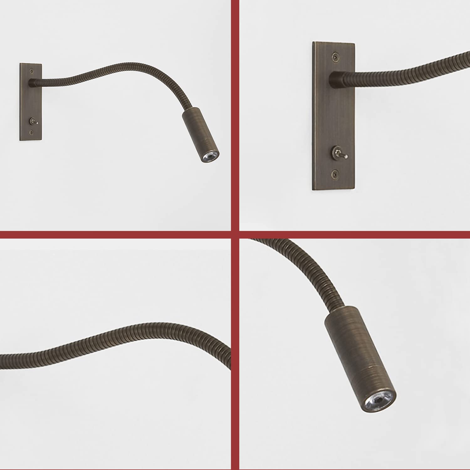 Genérico Lámpara De Pared De Lectura De 5 W, Haz Estrecho De 25 Grados | Diseño Con Cuello De Cisne Ajustable, Toma De Corriente Empotrada, Para Dormitorios Y Estudios