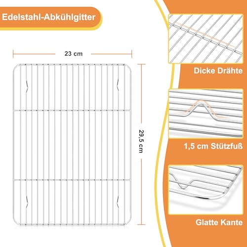 Herogo Backblech mit Abkühlgitter Set, Edelstahl Kuchenblech mit Kuchengitter (2 Backbleche, 2 Abkühlgitter)… – Ansicht 3