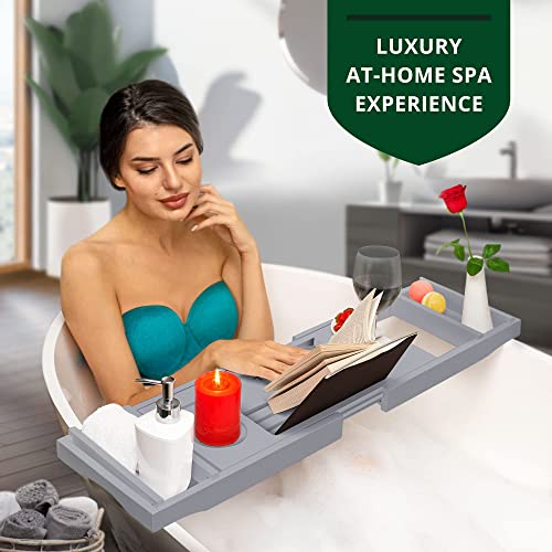 image for ROYAL CRAFT WOOD Luxury Bathtub Caddy Tray, 1 or 2 Person Bath and Bed