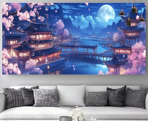 Broderie diamant XXL salon : créez un tableau japonais 30x60cm