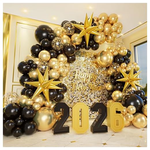 161Pcs Black and Gold Balloon Kit