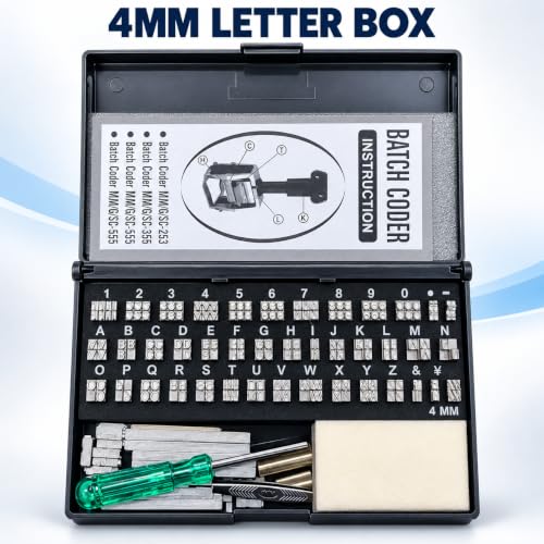 Image of NUMEX 4MM Metal Font Batch Printing Stamp | Heavy Duty Manual Coding Stamp | Prints Batch No., MFG Date, EXP Date & MRP | for 3kg-5kg Pouches, Bags, Labels & Craft Use | Made in India