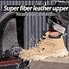 R-Win Waterproof Work Boots Steel Toe Cap Shoe Men Women Lightweight No Slip Mid Top Fleece Construction Safety Shoe Khaki #3
