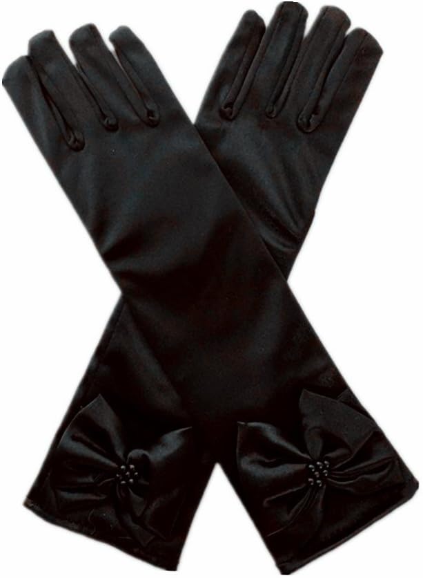 DreamHigh Kids Stretch Satin Long Finger Dress Gloves for Girl Children Party