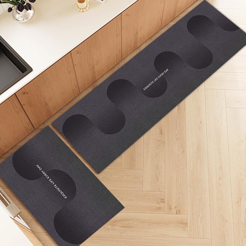 Image of Roslen Kitchen Mats for Floor 2 Pcs, Waterproof Memory Foam Standing Desk Floor Mat, Comfort Runner Rug Floor Carpets for Kitchen Sink Laundry Bedroom and Office (118 * 38 cm, 58 * 38 cm)