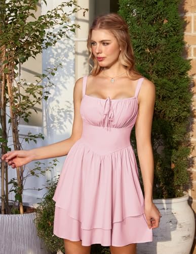 Image of Scarlet Darkness Corset Mini Dress for Women Teens 2026 Summer Ruffle Sundress Graduation Homecoming Dresses