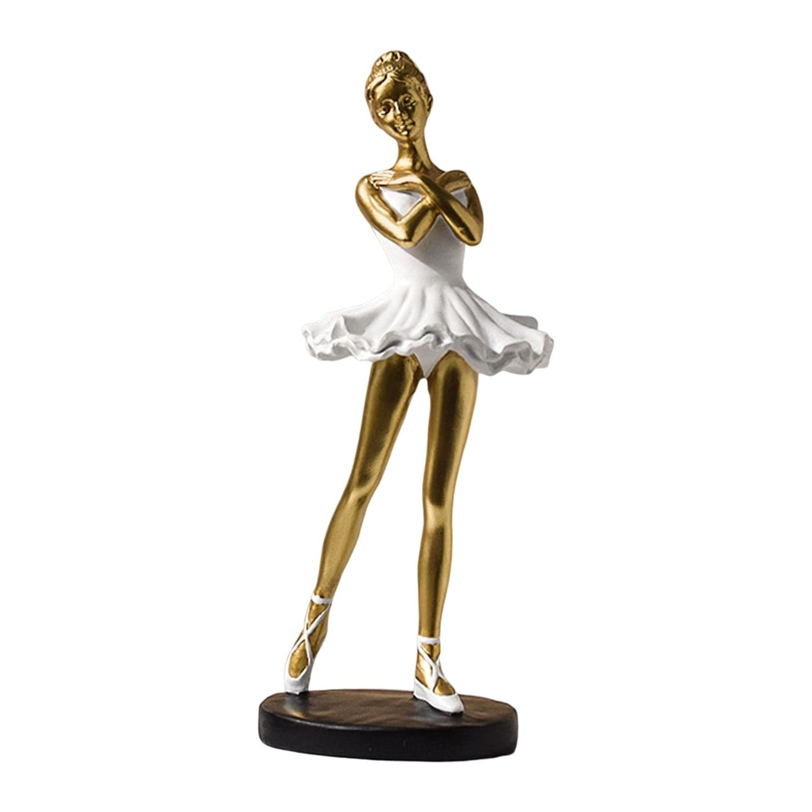 NeaxgeandX Resin Girl Figure Ballet Dancer Sculpture Office Ballerina Statues Figurines Style A Aureate, Type BY2328