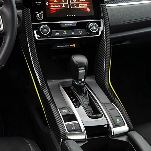 Image of Side Gear Shift Panel Strips Trim Decals for Honda Civic 2016-2021 10th Gen Accessories Car ABS Carbon Fiber Interior Stickers