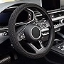 KAFEEK Elastic Stretch Steering Wheel Cover,Warm in Winter and Cool in Summer, Universal 15 inch, Microfiber Breathable Ice Silk, Anti-Slip, Odorless, Easy Carry,Black