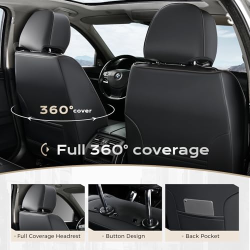 Image of Coverado Car Seat Cover, Cover for Cars Full Seat, Premium Leather, Universal Fit Waterproof Seat Protectors, Car Seat Cushion Non-Slip for Most Cars-Black Red