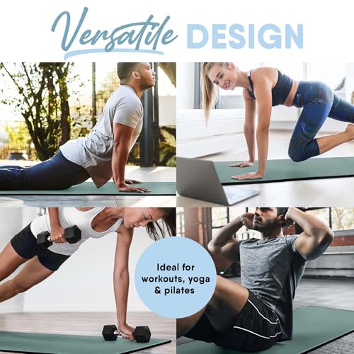 Image of MICRODRY Deluxe Fitness Exercise Yoga Mat for Home & Gym, Extra Thick for High Impact Training, Multi Layered Skid Resistant Surface, Odor Neutralizing with Carrying Strap