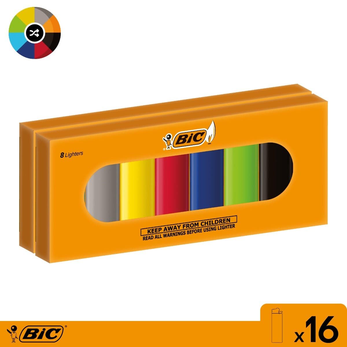 BIC - Juego de 16 encendedores Maxi de pedernal Surtidos