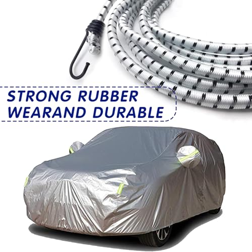 Image of 2 PCS Car Wind Protector Cover Gust Straps, 5.08ft Wear-Resistant Automotives Tensile Strap with 4 Windproof Clip, Universal for Most Cars (White)