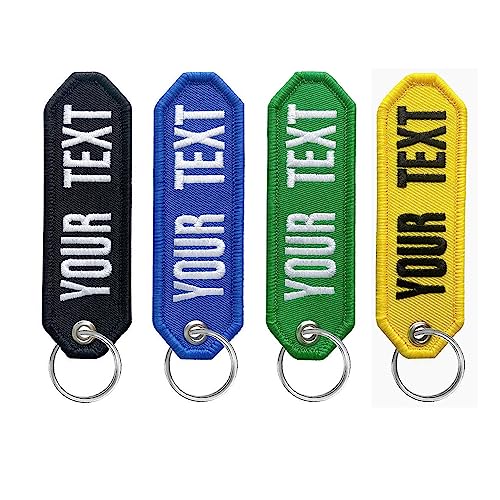 ssass Personalized Keychain, Custom Embroidery Name Number Keychains, Double Side Embroidery Key Tags, Unique Gift Keychain Accessories for Car Motorcycles ATV Scooters