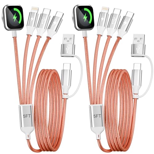 Image of Dual Type-C 4IN2 Multi Charger Cable for iWatch /iPhone /L 5FT 2P